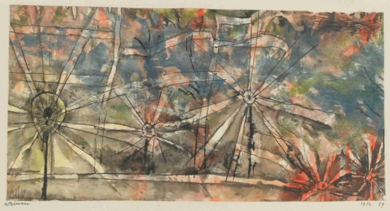 Laternen (Street Lamps),Laternen (Straßenlaternen),Paul Klee,Aquarell,Aquarell, keine Menschen, Grenze