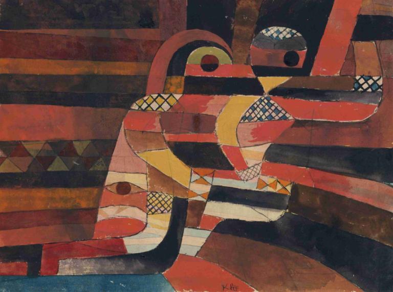 Lovers,Liebende,Paul Klee,Ölgemälde,Ölgemälde, keine Menschen, Solo, Sitzung, gestreift