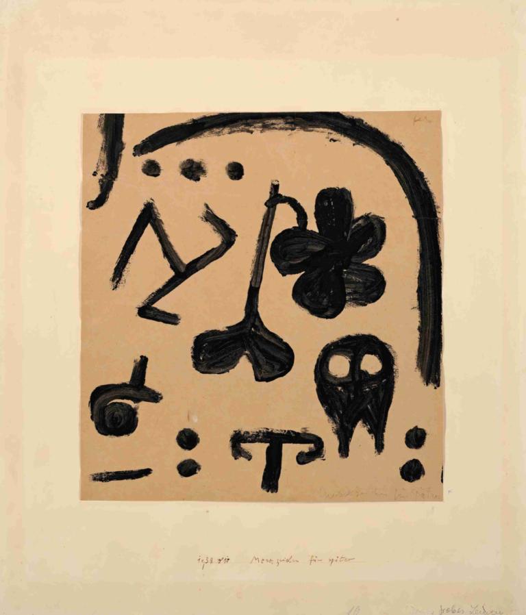 Merkzeichen für später,Paul Klee,Ölgemälde,Ölgemälde, keine Menschen, einfarbig, Blume, Unterschrift, datiert