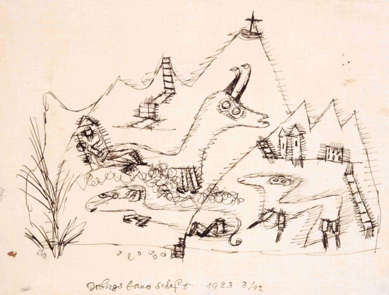 Mountain Landscape,Peisaj de munte,Paul Klee,Gravura din cupru,Gravura din cupru, monocrom, schiță