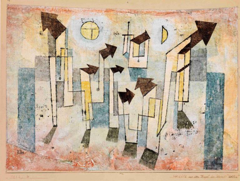 Mural from the Temple of Longing,Pictura murală din Templul Dorului,Paul Klee,Acuarelă,Acuarelă, solo