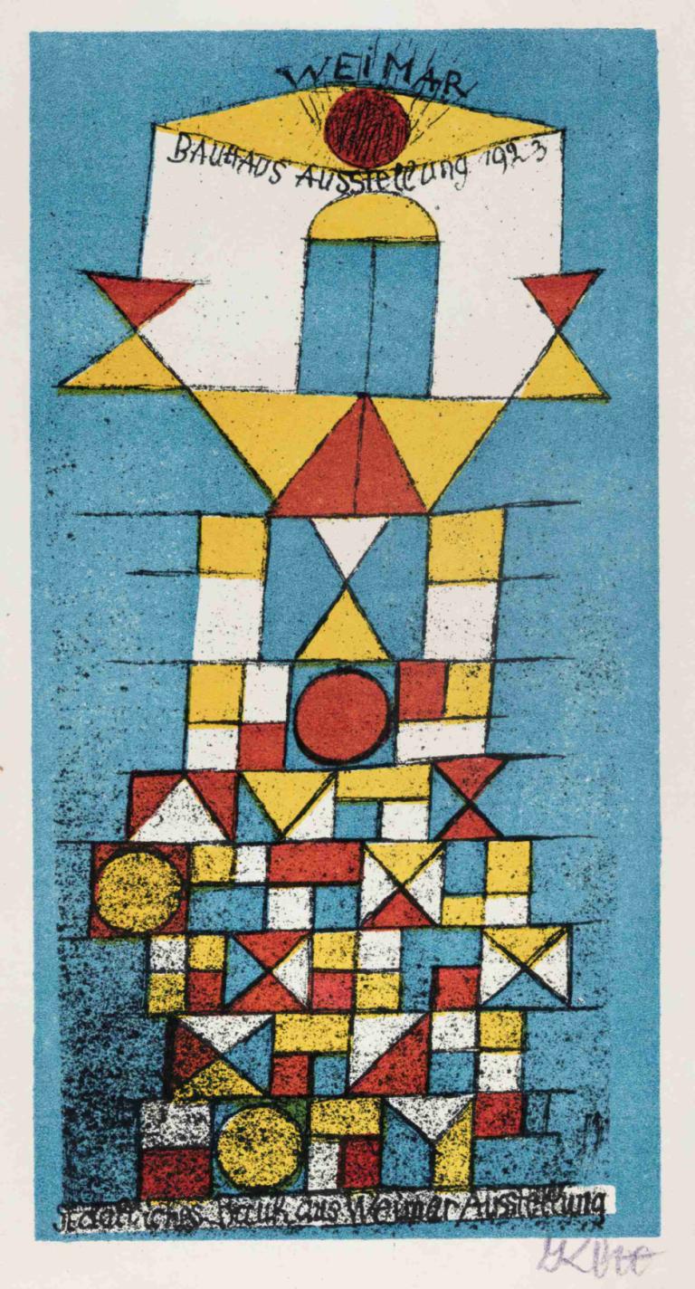 Postcard on the occasion of the ‘Lofty person’ exhibition in Bauhaus,包豪斯 "高尚的人 "展览明信片,Paul Klee,保罗-克利,油画,油画