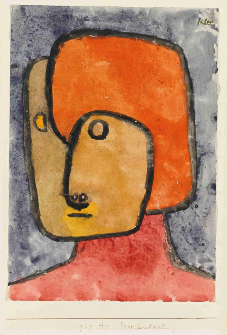 Praetendent (Pretender),伪装者,Paul Klee,保罗-克利,水彩画,水彩画, 独奏, 传统媒体, 没有人类, 男性焦点, 肖像, 1男孩, 绘画（中）