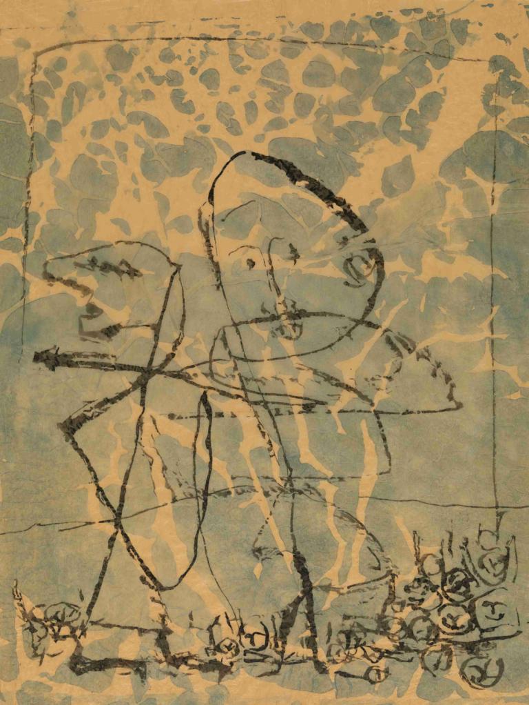 Public Duel,公开决斗,Paul Klee,保罗-克利,油画,油画, 鱼, 单色, 独奏, 水, 没有人类, 草图, 传统媒体, 鸟