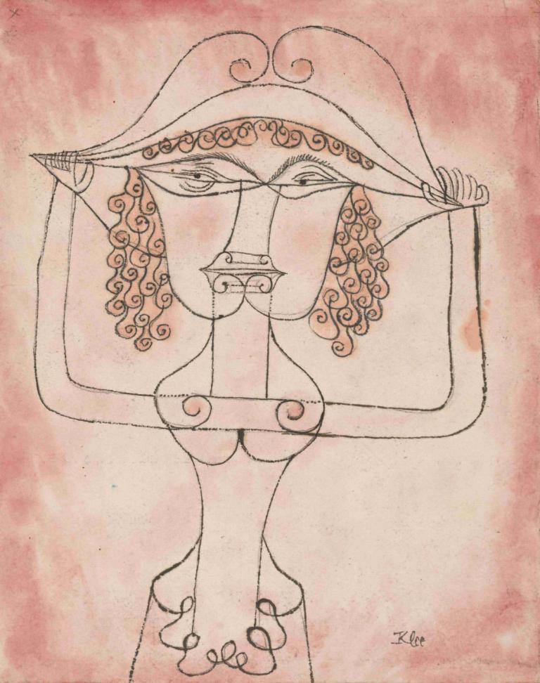 Singer of the Comic Opera,Ca sĩ nhạc kịch hài,Paul Klee,Paul Kley.,Màu nước,Màu nước, đấu, Đơn sắc