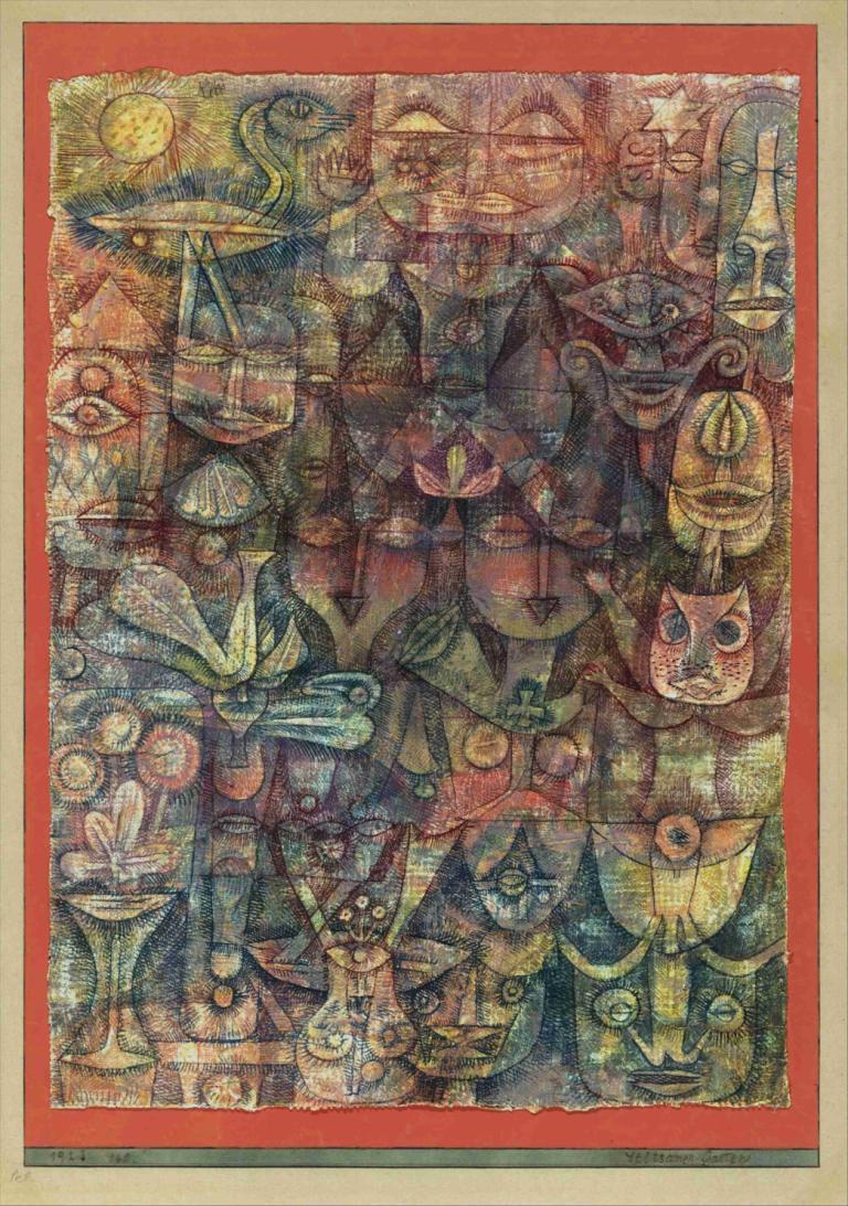 Strange Garden,Khu vườn kỳ lạ.,Paul Klee,Paul Kley.,Tranh sơn dầu,Tranh sơn dầu, mặt nạ