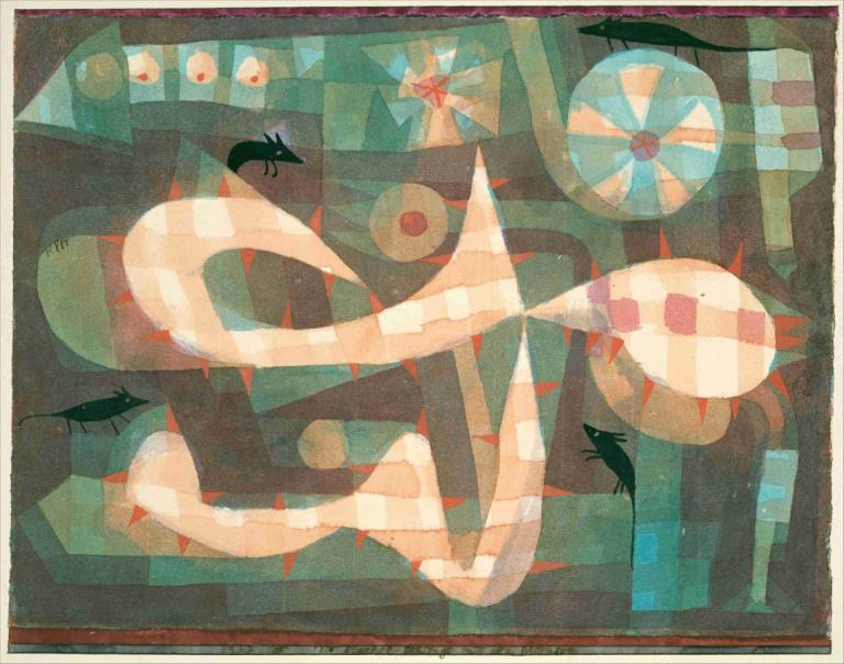 The Barbed Noose with the Mice,Có chuột trong bao gai.,Paul Klee,Paul Kley.,Tranh sơn dầu,Tranh sơn dầu, chim