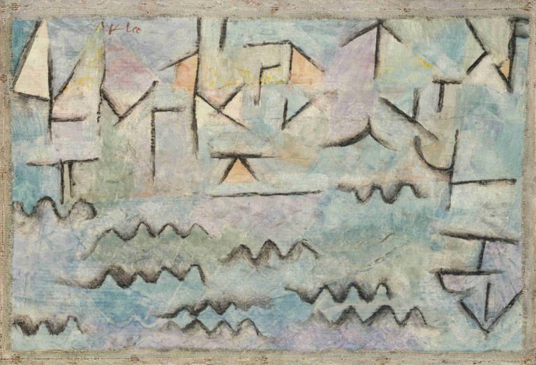 The Rhine at Duisburg,Sông Lừ ở Dudusburg.,Paul Klee,Paul Kley.,Màu nước,Màu nước, không có con người