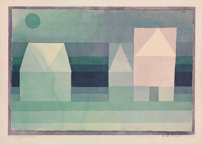 Three Houses,Ba ngôi nhà.,Paul Klee,Paul Kley.,Minh họa,Minh họa, không có con người, ranh giới, đấu