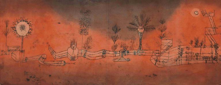 Tropical Gardening,Vườn nhiệt đới,Paul Klee,Paul Kley.,Minh họa,Minh họa, mặt trời, cây, tàu thủy