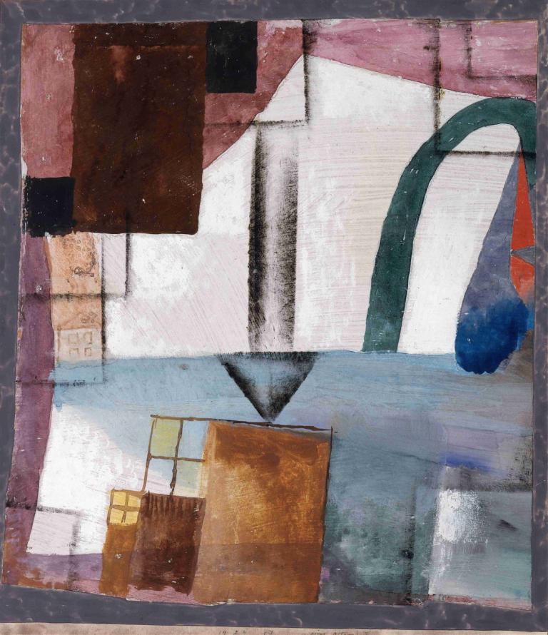 White Easter II,Paul Klee,Illustration,Illustration, no humans, window, brick wall, traditional media, border