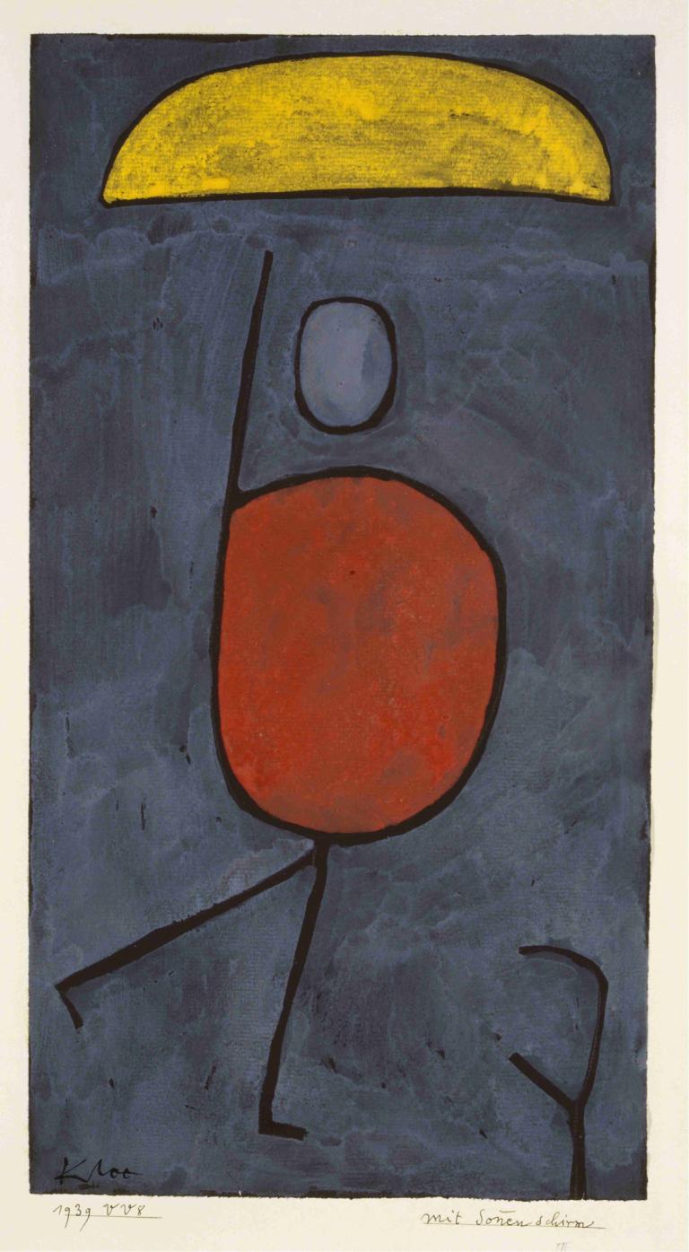 With an umbrella,Paul Klee,Illustration,Illustration, no humans, border, pokemon (creature), dated