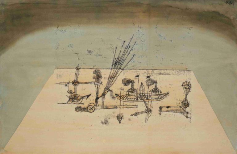 Yellow Harbor,Paul Klee,Copperplate Etching,Copperplate Etching, watercraft, no humans, boat