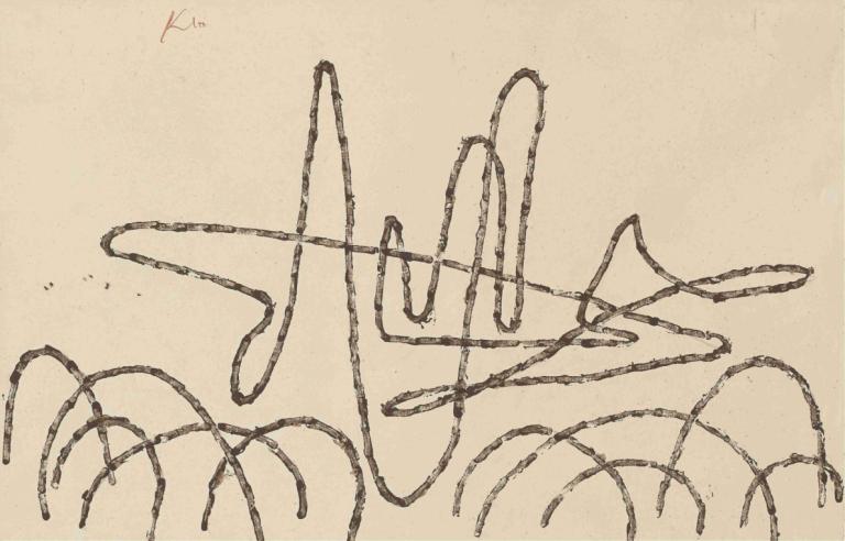 from dry branches,마른 나뭇가지에서,Paul Klee,폴 클레,동판 에칭,동판 에칭, 단색화, 비행기, 항공기, 인간은 없어, 스케치, 간단한 배경, 여자 1명