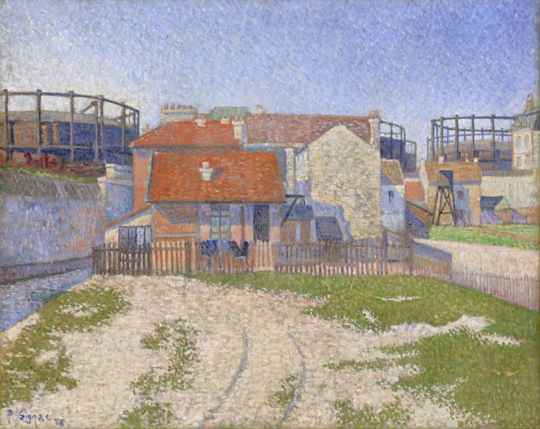 Gasometers at Clichy,Gasmätare i Clichy,Paul Signac,Oljemålning,Oljemålning, inga människor, landskap