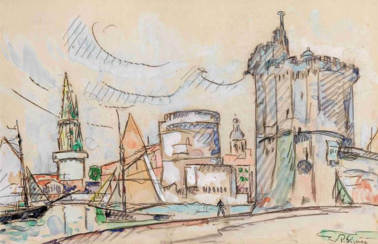 Le Port De La Rochelle,Paul Signac,Lukisan cat minyak,Lukisan cat minyak, pemandangan, tidak ada manusia