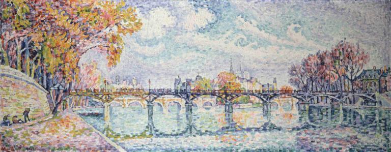 Le pont des Arts,De Kunstbrug,Paul Signac,Olieverf,Olieverf, boom, landschap, wolk, traditionele media