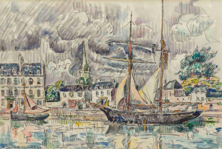 Le port de Paimpol,Pelabuhan Paimpol,Paul Signac,Lukisan cat minyak,Lukisan cat minyak, tidak ada manusia