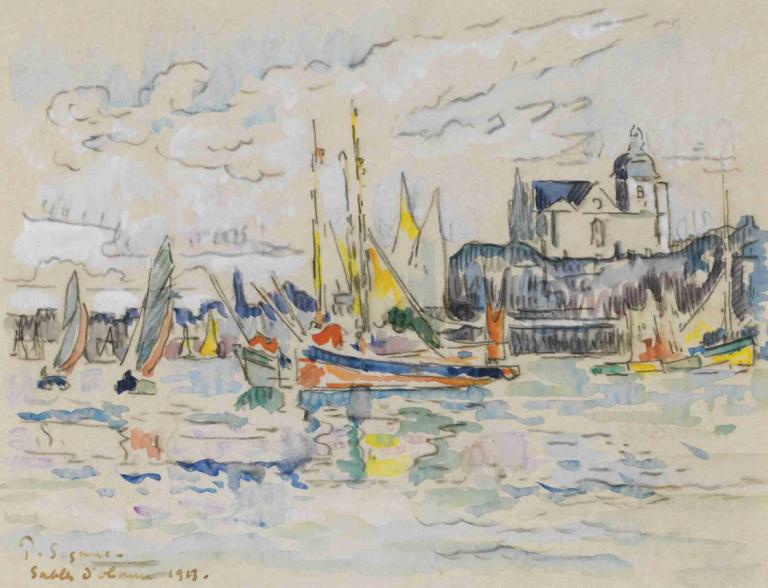 Sables D'olonne, Vue De Port,Sables D'olonne, Port View,Paul Signac,Oljemålning,Oljemålning, inga människor