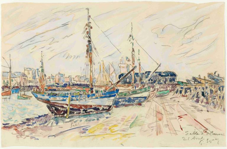 Sables d’Olonne,Sables d'Olonne,Paul Signac,Oljemålning,Oljemålning, inga människor, vattenskotrar, daterad