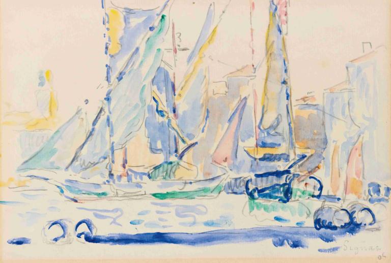 St. Tropez, Tartanes Au Port,St. Tropez, Tartans Au Port,Paul Signac,Oljemaleri,Oljemaleri