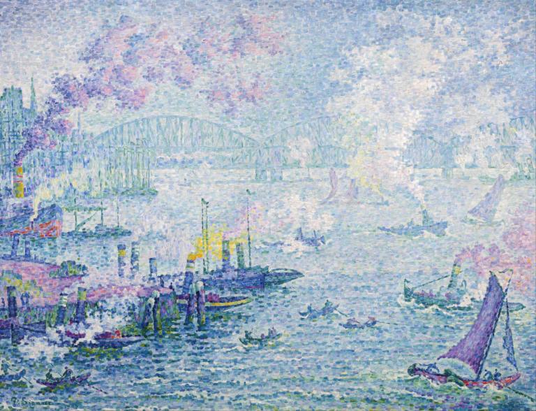 The Port of Rotterdam,Havnen i Rotterdam,Paul Signac,Oljemaleri,Oljemaleri, vannscooter, ingen mennesker