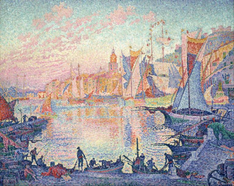 The Port of Saint-Tropez,Havnen i Saint-Tropez,Paul Signac,Oljemaleri,Oljemaleri, natur, utendørs