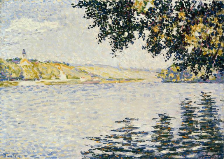 View of the Seine at Herblay,Pemandangan Sungai Seine di Herblay,Paul Signac,Lukisan cat minyak