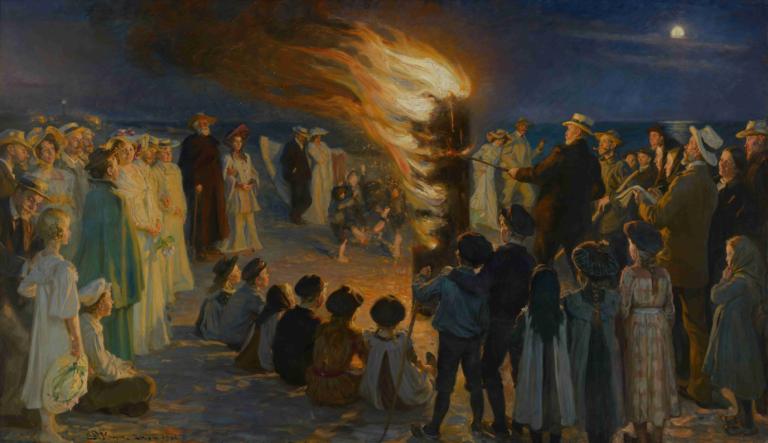 Midsummer's Eve Bonfire on Skagen's Beach,Φωτιά την παραμονή του Καλοκαιριού στην παραλία του Skagen