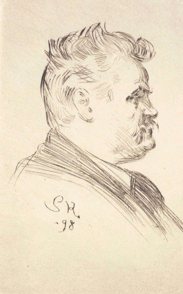 Portræt af Carl Locher, profil,Portret van Carl Locher, profiel,Peder Severin Krøyer,Schetsen,Schetsen