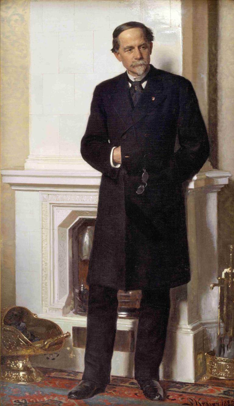 Portræt af arkitekten F. Meldahl,Portret van architect F. Meldahl,Peder Severin Krøyer,Olieverf,Olieverf