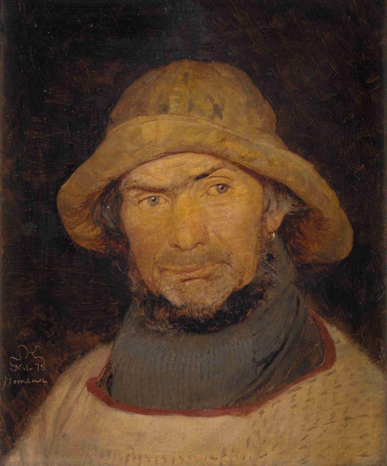 Portræt af en fisker fra Hornbæk,Portret van een visser uit Hornbæk,Peder Severin Krøyer,Olieverf,Olieverf