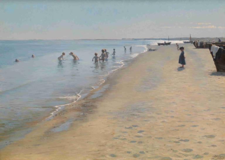 Summer Day at Skagen South Beach,Zomerdag bij Skagen South Beach,Peder Severin Krøyer,Olieverf,Olieverf