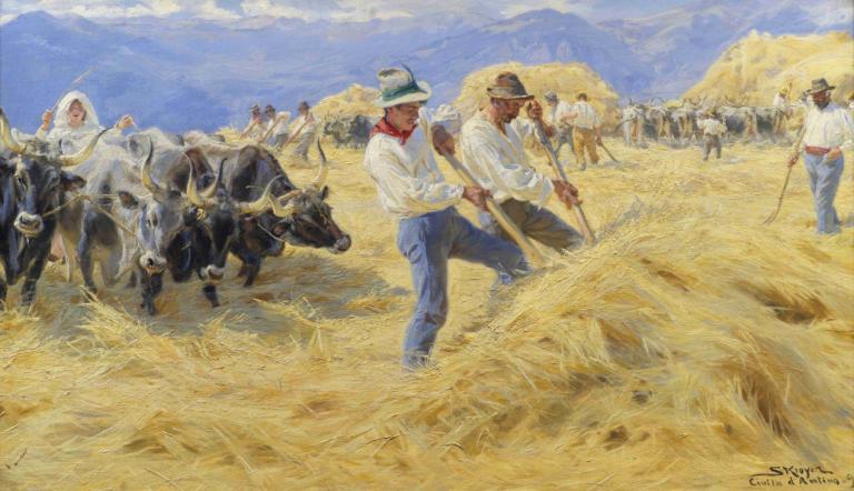 Threshing in the Abruzzi. Cività d'Antino,Dorsen in de Abruzzen. Cività d'Antino,Peder Severin Krøyer