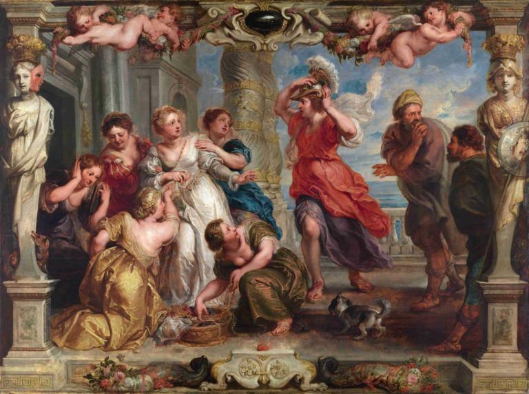 Achilles Discovered By Ulysses Among The Daughters Of Lycomedes,ยูนิลีซิสพบอควาลูสในลูกสาวของลีคอมเเลนด์