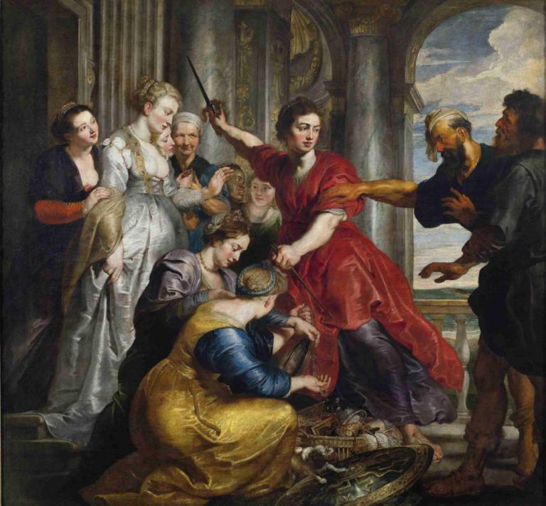 Achilles discovered by Ulysses and Diomedes,Achilles objevil Ulysses a Diomedes,Peter Paul Rubens,Olejomalba