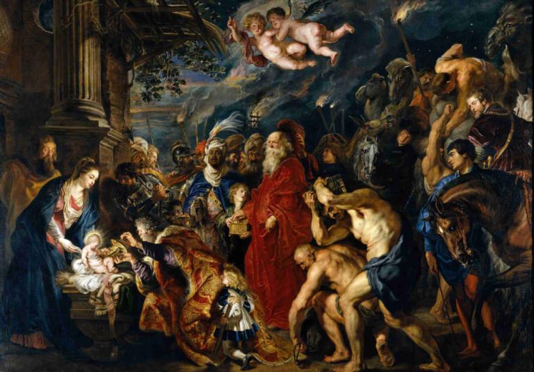 Adoration of the Magi,Peter Paul Rubens,Oil Painting,Oil Painting, fine art parody, multiple girls