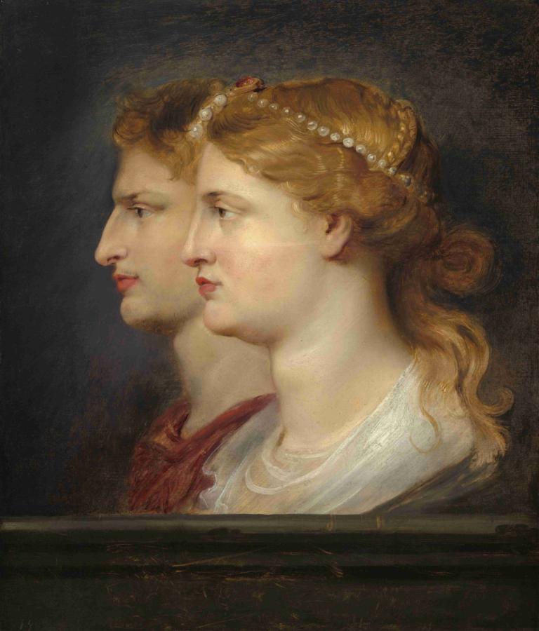 Agrippina and Germanicus,Peter Paul Rubens,Oil Painting,Oil Painting, fine art parody, 1girl, blonde hair