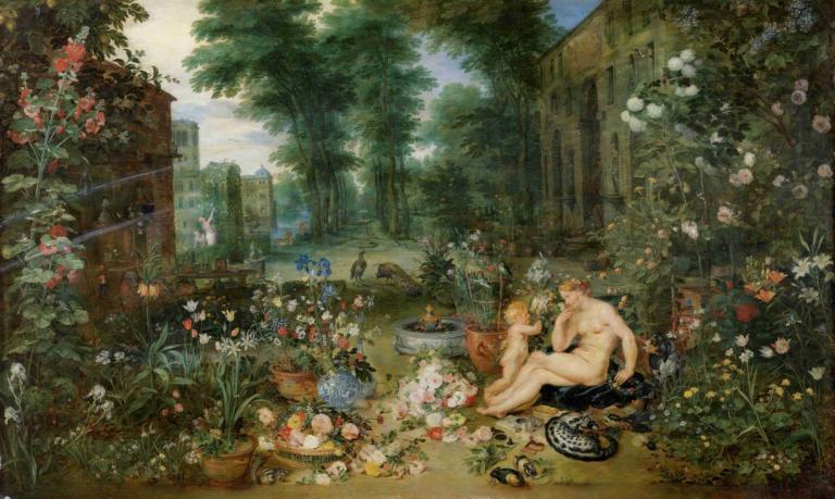 Allegory Of The Sense Of Smell,Peter Paul Rubens,Oil Painting,Oil Painting, flower, male focus, muscular male