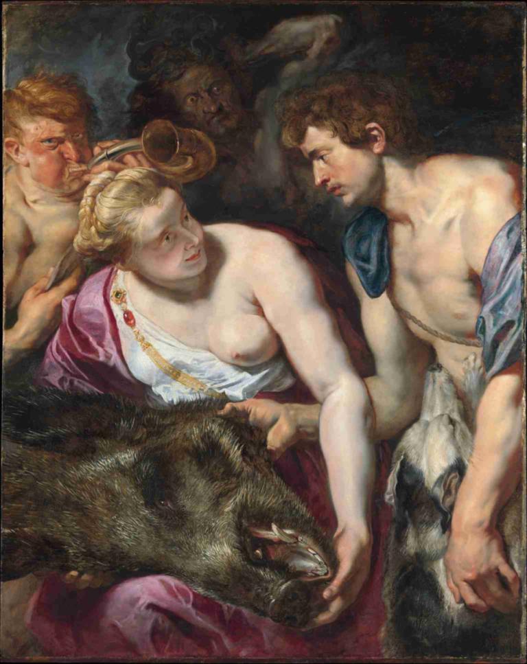 Atalanta and Meleager,Peter Paul Rubens,Oil Painting,Oil Painting, fine art parody, blonde hair, parody