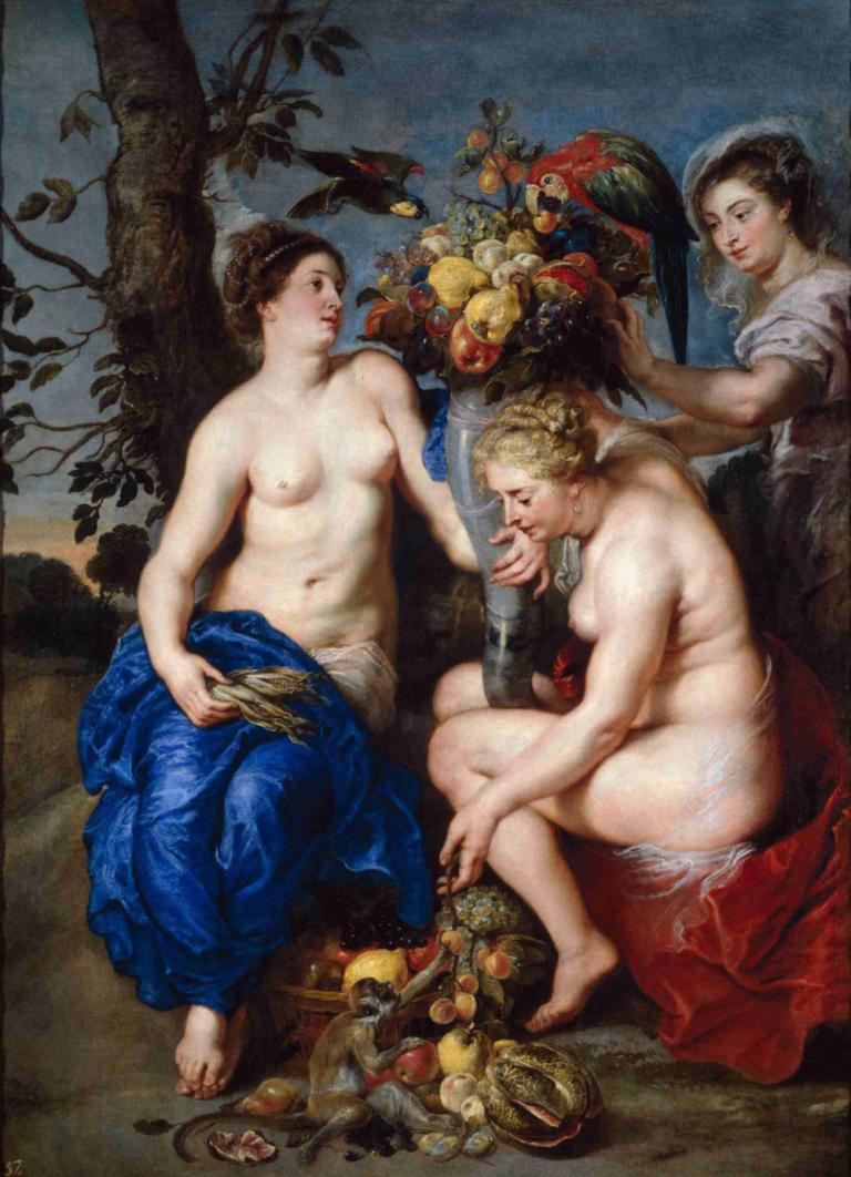 Ceres With Two Nymphs,Ceres Se Dvěma Nymfami,Peter Paul Rubens,Olejomalba,Olejomalba