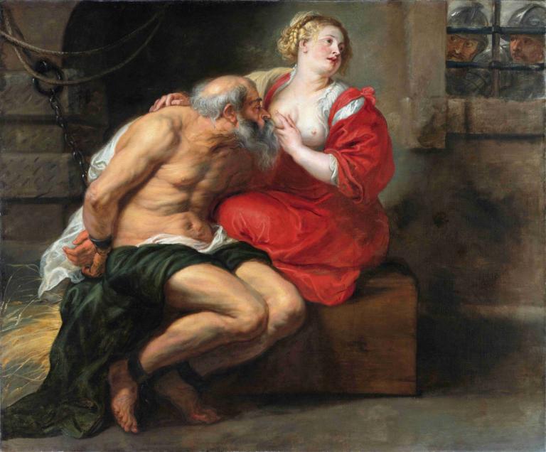 Cimon and Pero (Roman Charity),Cimon dan Pero (Badan Amal Romawi),Peter Paul Rubens,Lukisan cat minyak