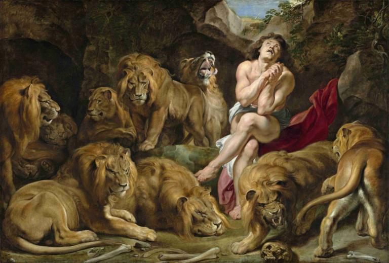 Daniel in the Lions' Den,사자굴의 다니엘,Peter Paul Rubens,피터 폴 루벤스,오일 페인팅,오일 페인팅, 미술 패러디, 사자, 풍자적 개작 시문, 현실적인, 맨발