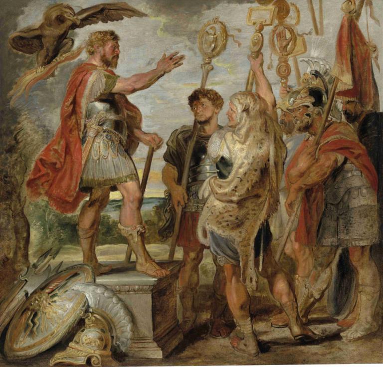 Decius Mus Addressing the Legions,Decius Mus spreekt de legioenen toe,Peter Paul Rubens,Olieverf,Olieverf