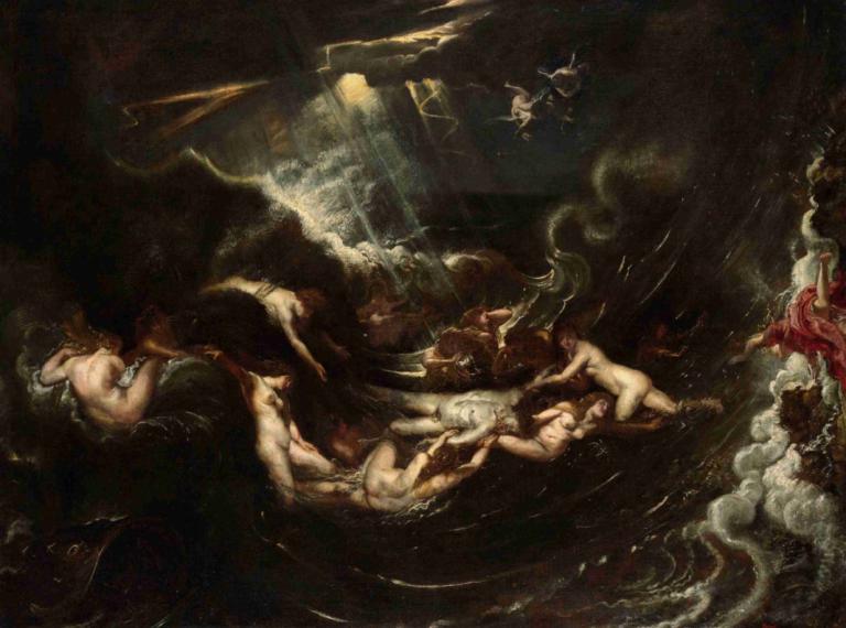 Hero And leander,Peter Paul Rubens,Oil Painting,Oil Painting, fine art parody, nude, water, multiple girls