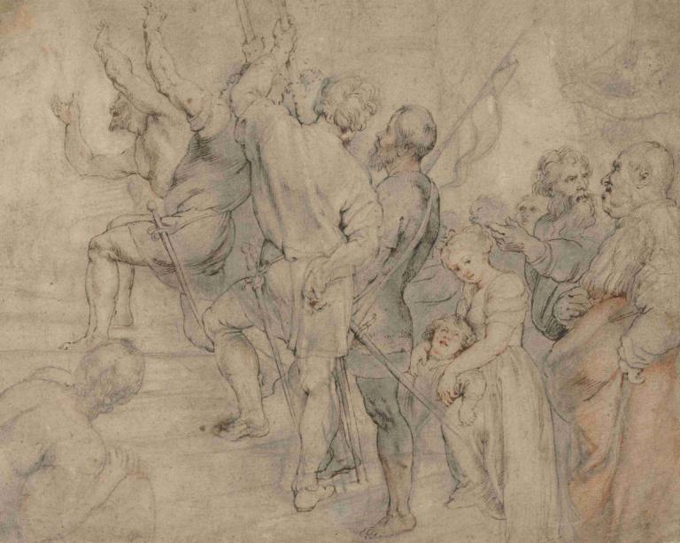 Part of the Crowd at the Ecce Homo,에체 호모에 모인 군중의 일부,Peter Paul Rubens,피터 폴 루벤스,스케치,스케치, 여러 소년, 6+소년, 전통 미디어