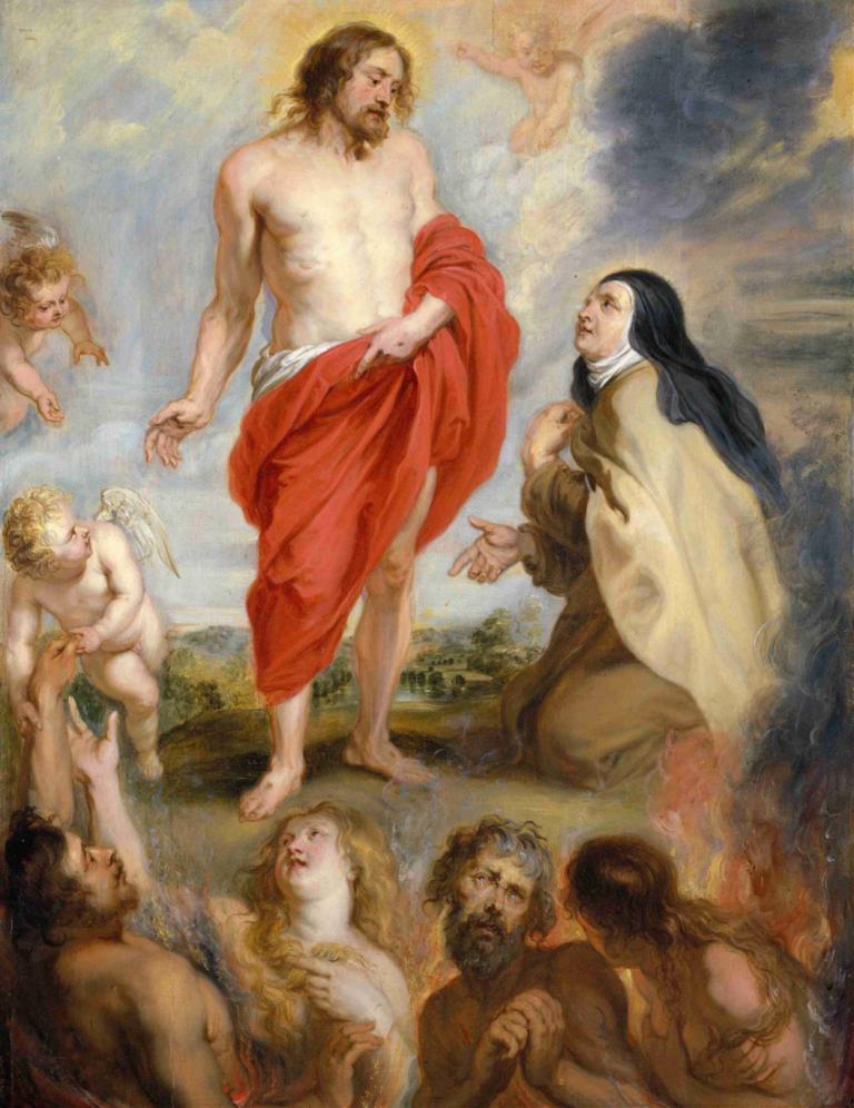 Saint Teresa of Ávila Interceding for Souls in Purgatory