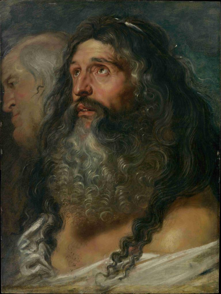 Study of Two Heads,Estudio de dos cabezas,Peter Paul Rubens,Pintura al óleo,Pintura al óleo, vello facial