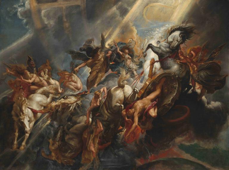 The Fall of Phaeton,Phaetons fall,Peter Paul Rubens,Oljemålning,Oljemålning, häst, konstparodi, vapen