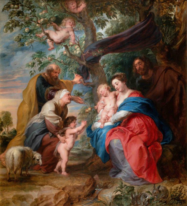 The Holy Family Under An Apple Tree,La Sainte Famille sous un pommier,Peter Paul Rubens,Pierre Paul Rubens